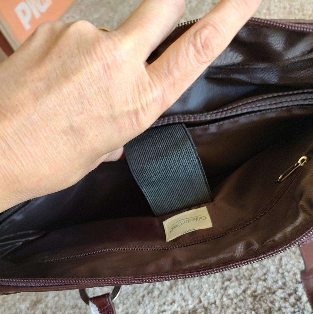 Coldwater Creek Brown Faux Leather Computer Laptop Briefcase Bag NWT! - Picture 15 of 16